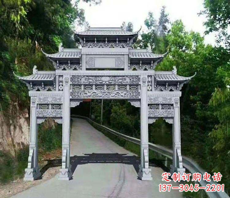 北京仿古三门牌坊石雕
