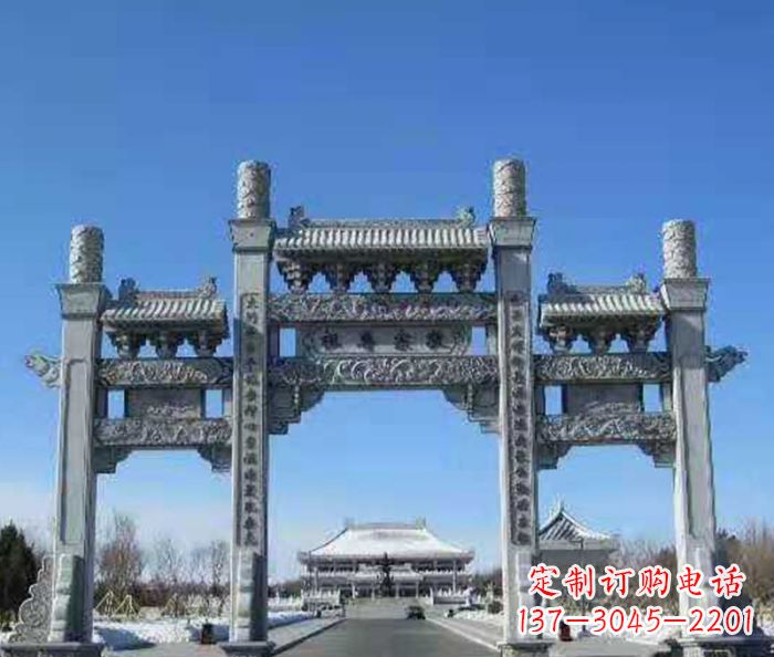 北京领雕仿古三门石牌坊