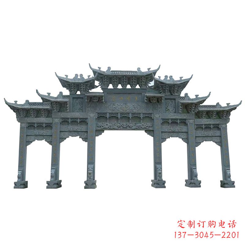 北京仿古石雕牌楼五门石牌坊