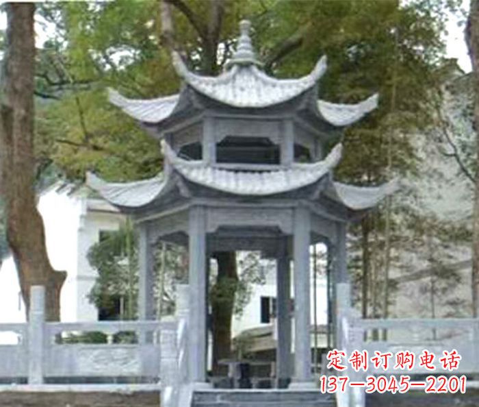 北京仿古园林双层石雕凉亭