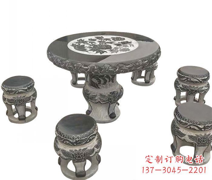 北京仿古圆形石桌凳