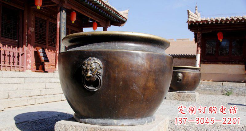 北京仿古圆形水缸铜雕