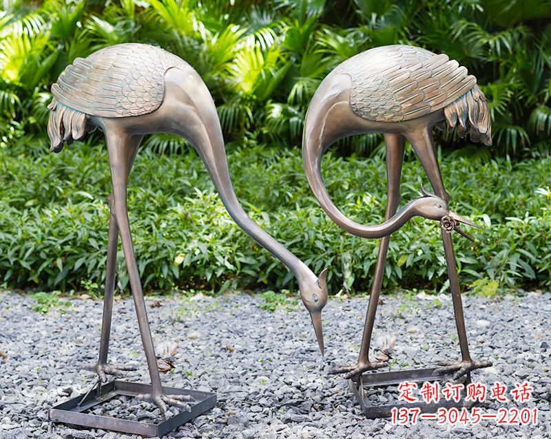 北京传统文化铸造仙鹤雕塑