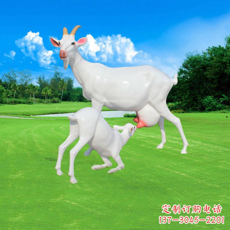 北京仿真羊羔羊跪乳玻璃钢雕塑