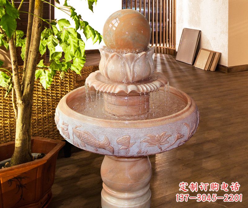 北京浑然天成的风水球石雕