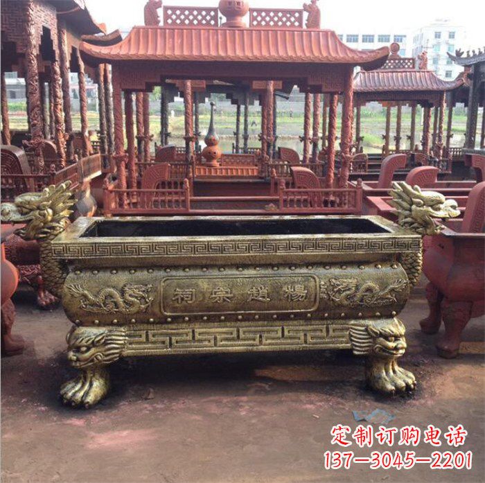 北京精美麒麟雕塑——浮雕铜香炉