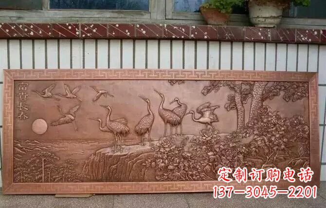 北京富贵仙鹤浮雕锻铜雕塑