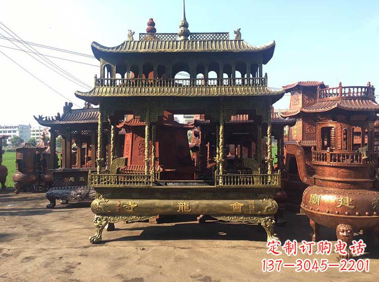 北京高浮雕螭龙纹铜香炉
