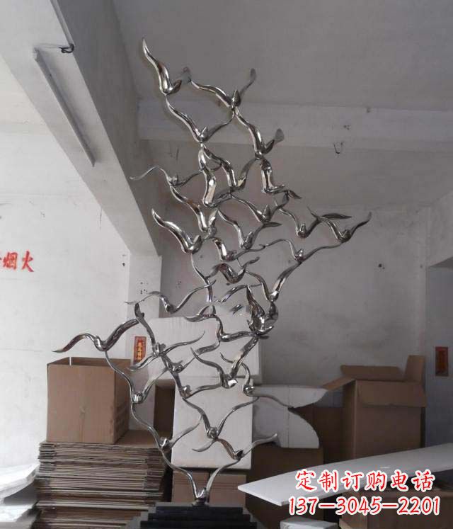 北京精致工艺 品质卓越 公园不锈钢抽象大雁雕塑