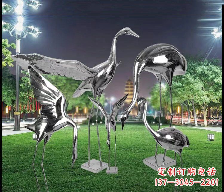 北京大型不锈钢仙鹤雕塑