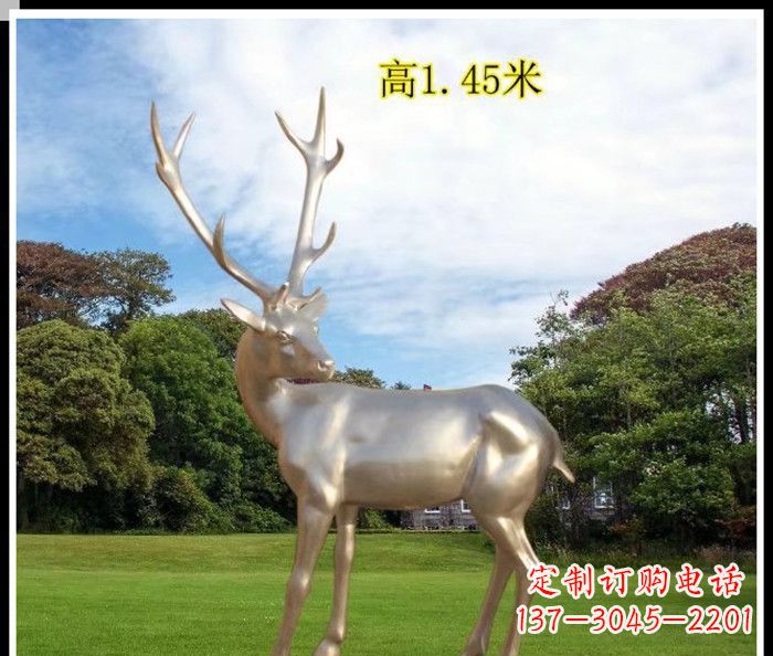 北京高端室外不锈钢巨型动物鹿雕塑