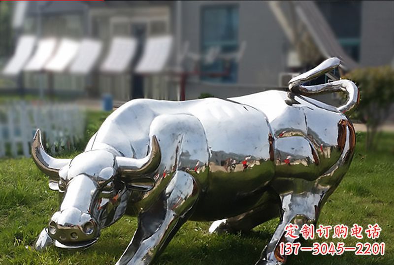北京精致美观的高端不锈钢动物牛雕塑