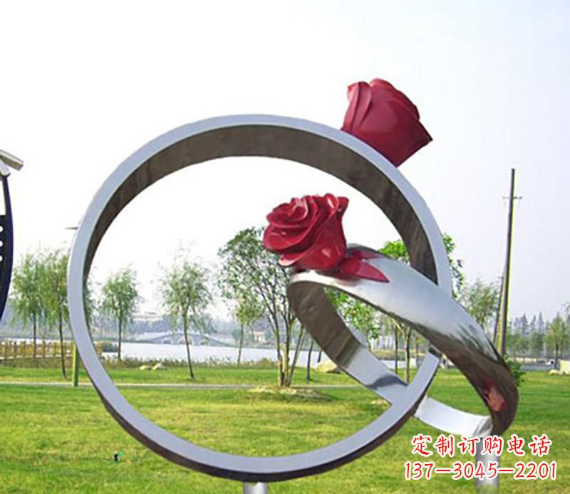 北京不锈钢景观婚戒雕塑