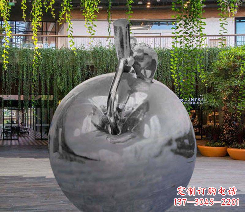 北京公园时尚不锈钢镜面苹果雕塑