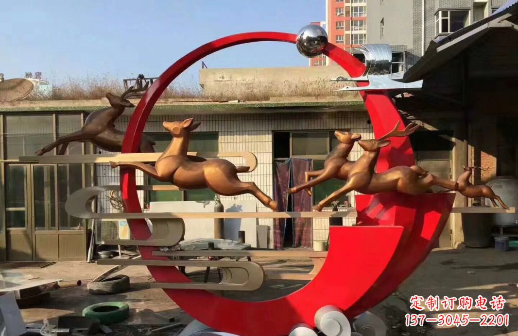 北京高端不锈钢梅花鹿雕塑