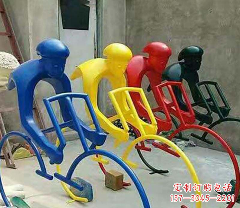 北京不锈钢自行车运动人物景观雕塑