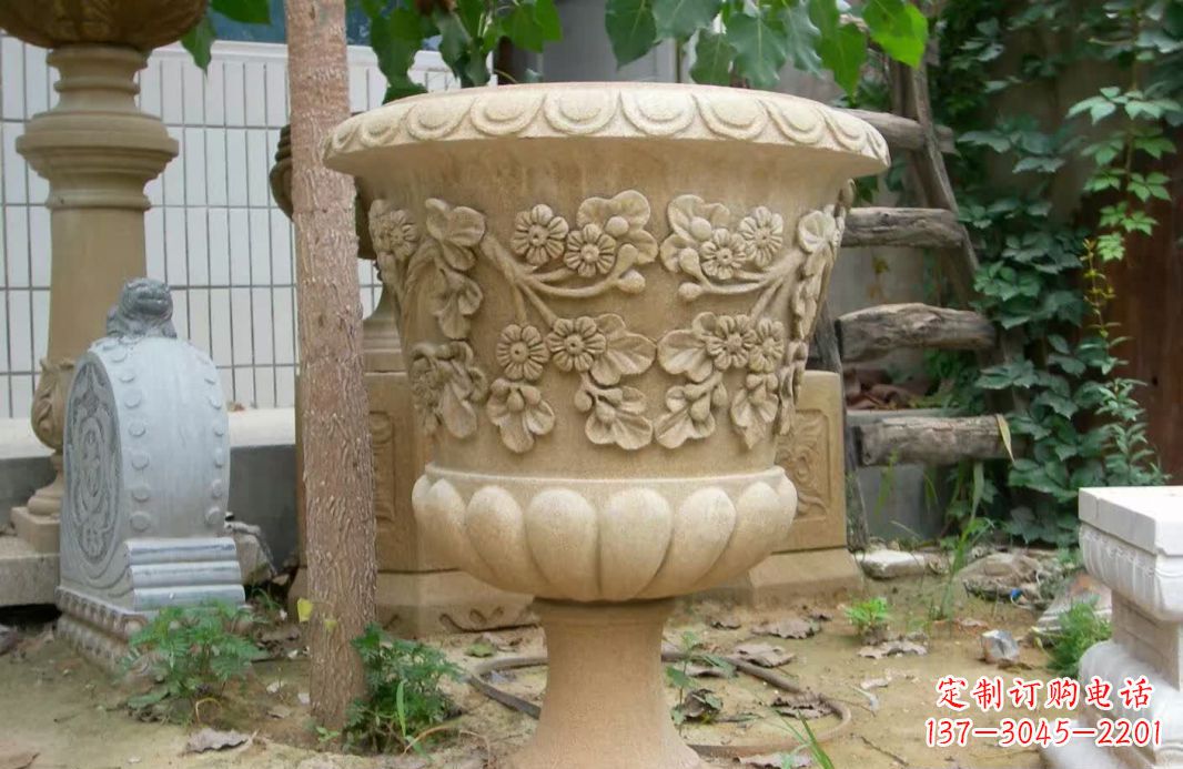 北京精美大理石花盆雕塑