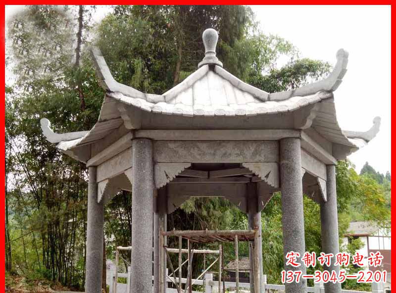 北京复古公园石凉亭雕塑