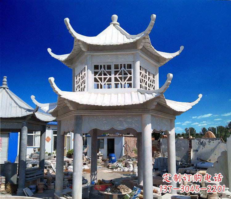 北京大理石双层凉亭雕塑