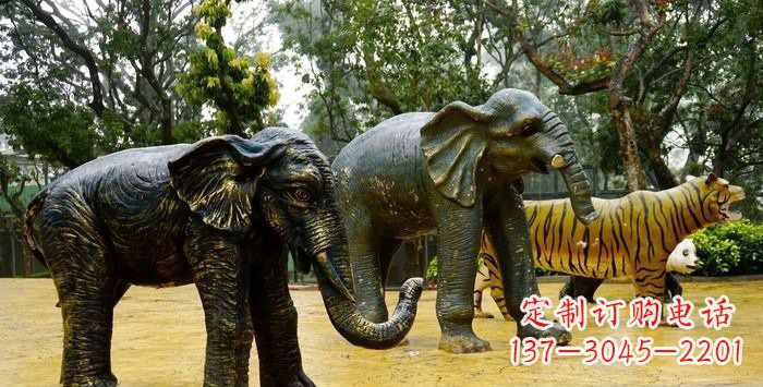 北京公园大象动物铜雕_1