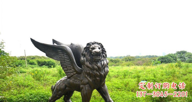北京公园飞狮动物铜雕