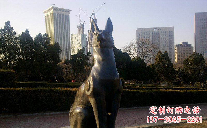 北京公园狗动物铜雕