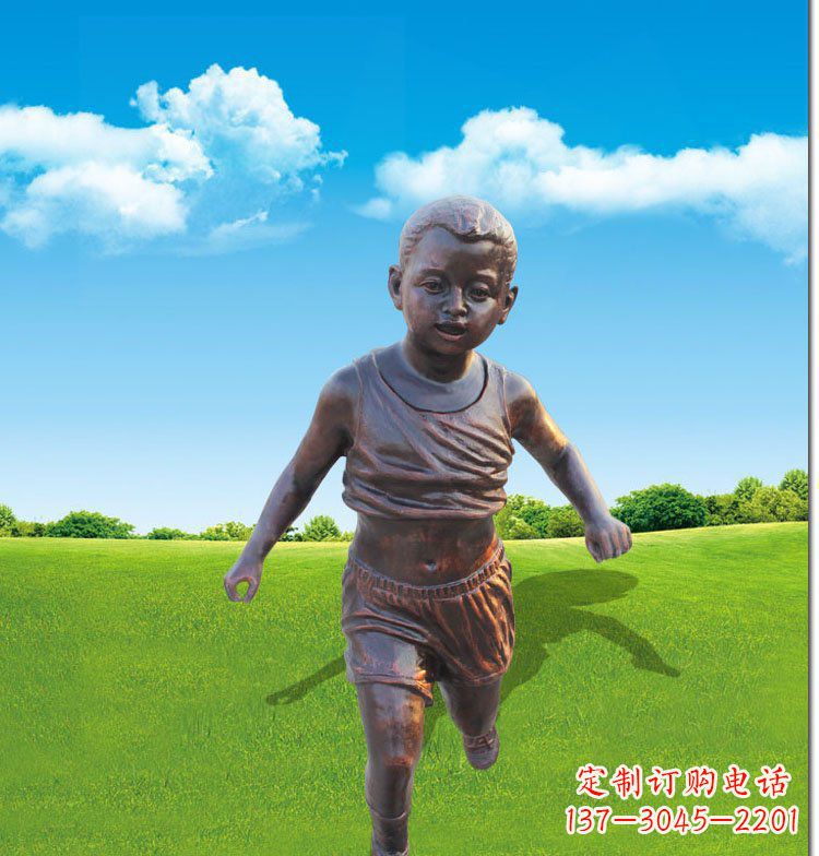 北京优雅玻璃钢仿铜儿童雕塑