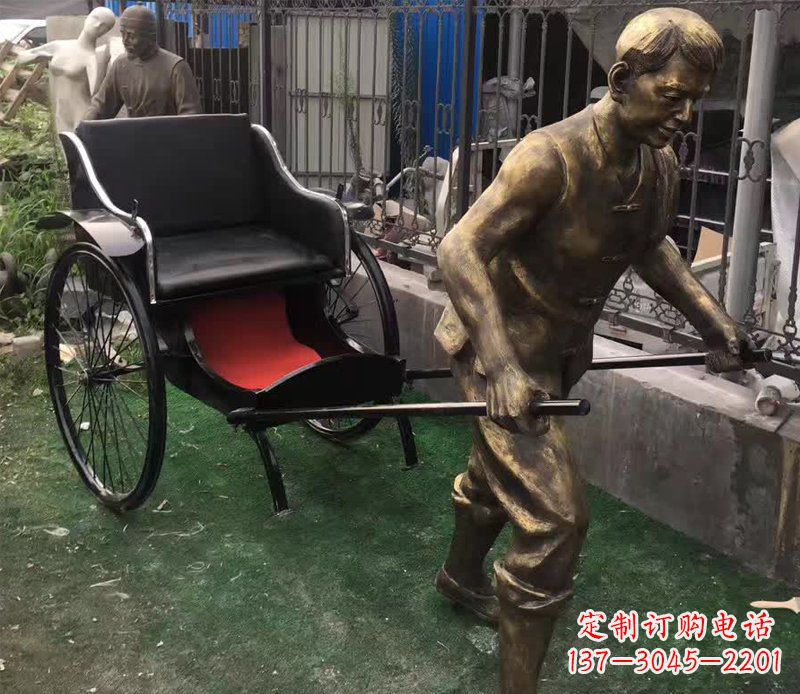 北京精美铜雕车夫人物雕塑
