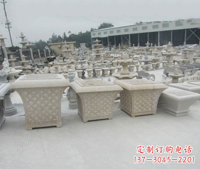 北京优雅花盆大理石雕塑