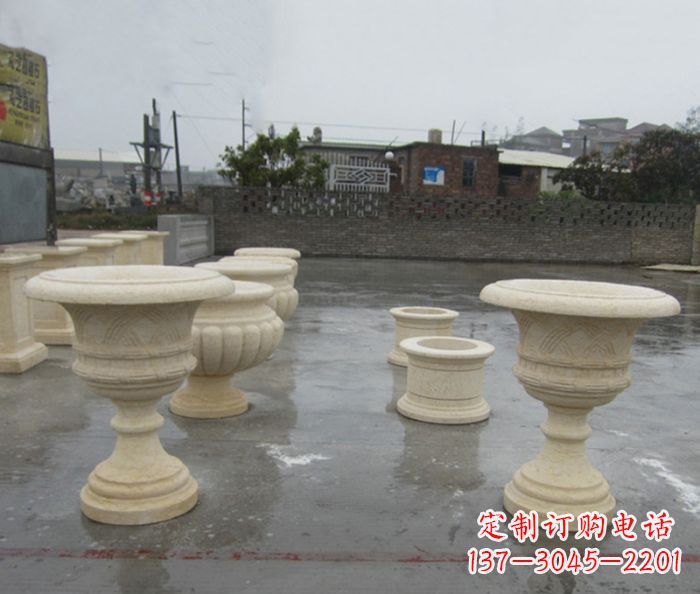 北京完美绽放——大理石花盆石雕
