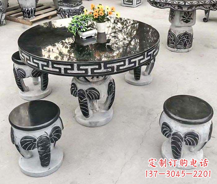 北京圆形桌凳石雕-为公园景观增添艺术气息