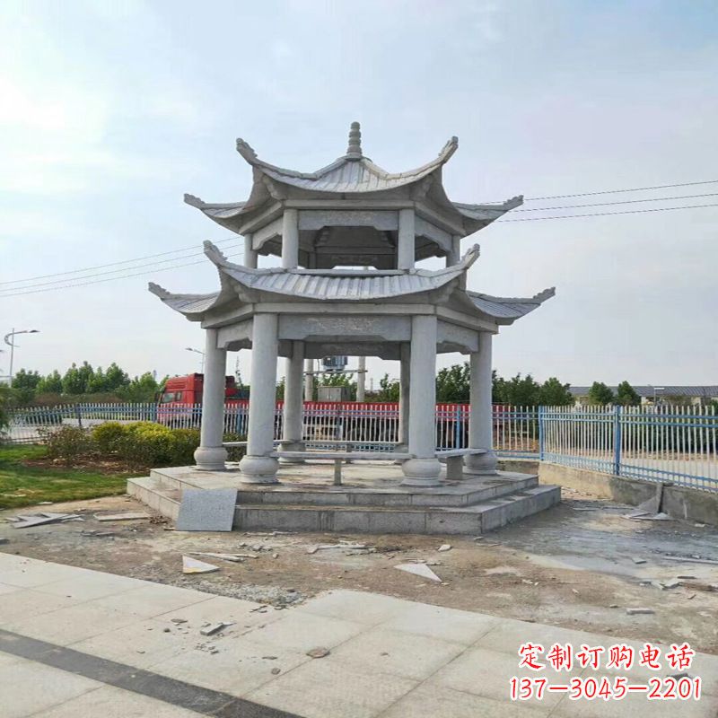 北京公园凉亭双层石雕亭子