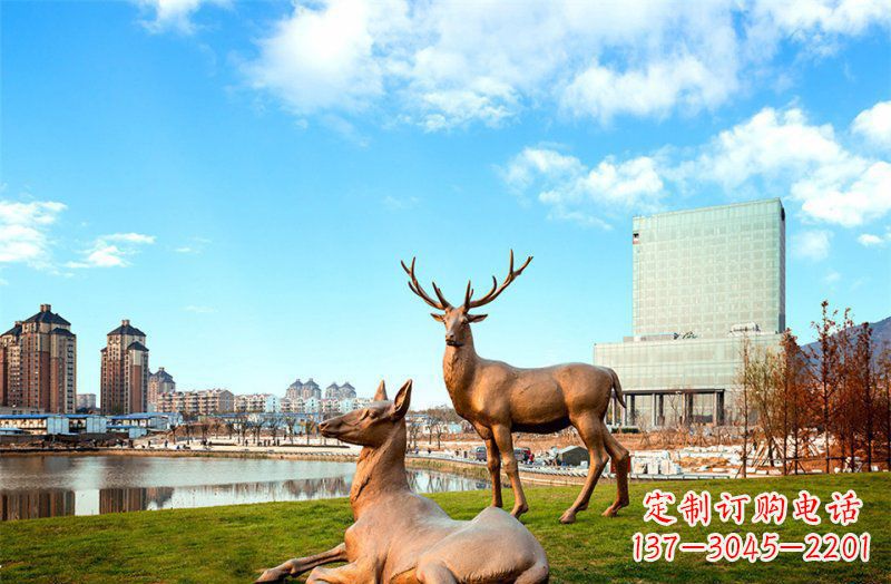 北京公园羚羊动物铜雕 (2)