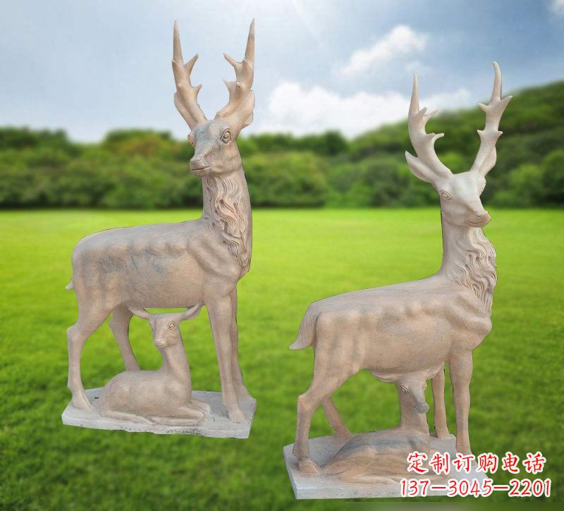 北京优质工艺 梅花鹿石雕