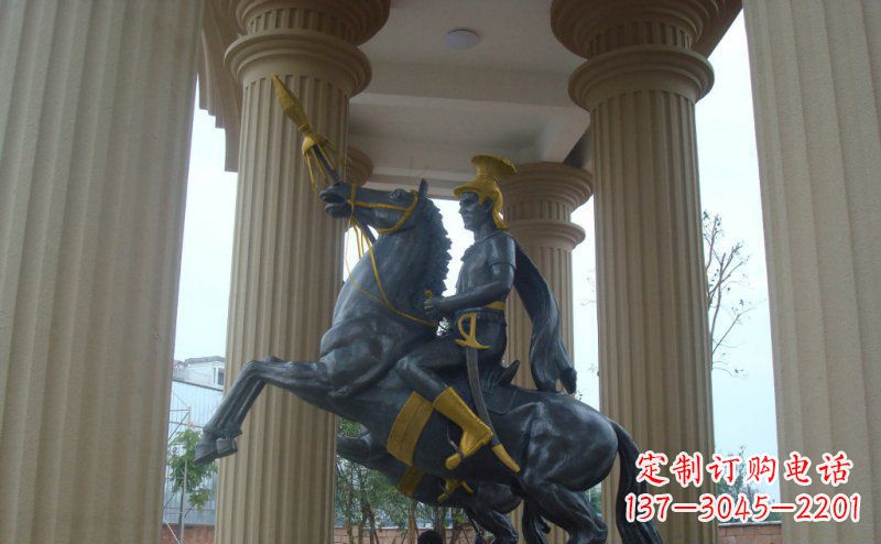 北京公园骑马的罗马士兵人物铜雕