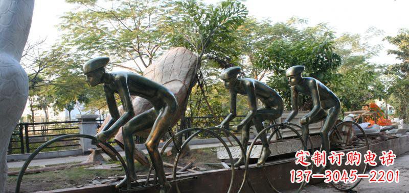北京精致铜雕自行车景观雕塑