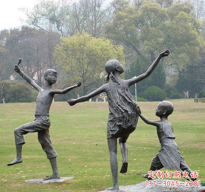 北京公园人物放风筝的儿童铜雕