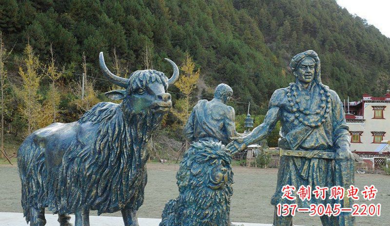 北京中领雕塑定制牦牛景观铜雕