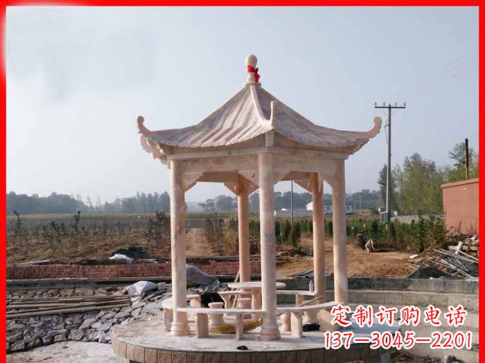 北京享受晚霞红,迎接舒适凉亭雕塑