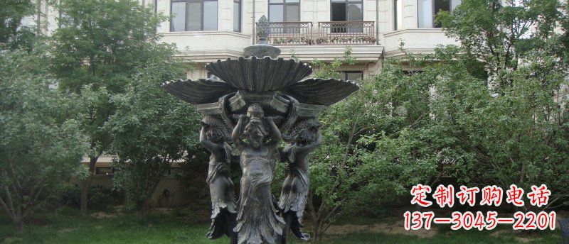 北京公园西方人物喷泉景观铜雕