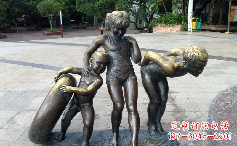 北京公园小孩小品铜雕