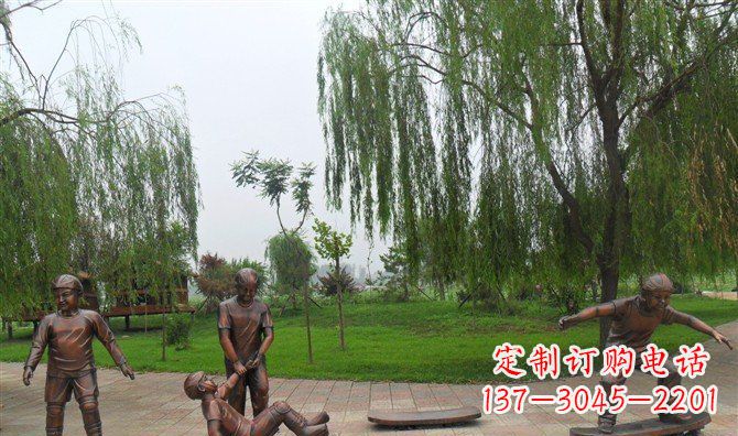 北京多彩童年,铜雕小孩游戏人物雕塑