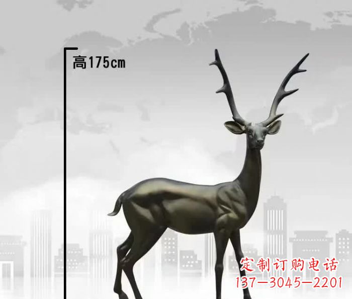 北京公园小鹿铜雕 (3)