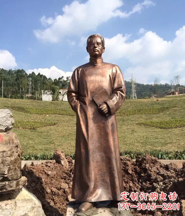 北京公园铸铜陶行知名人铜雕