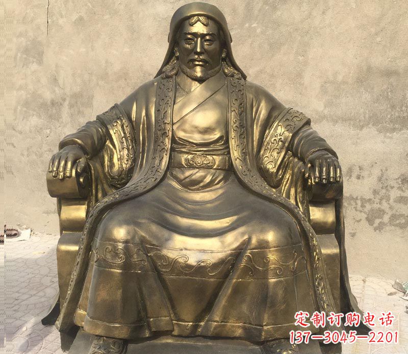 北京展现历史荣光的成吉思汗铜雕