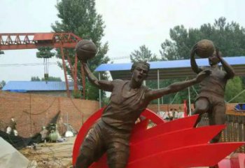 北京公园打篮球玻璃钢仿铜人物雕塑
