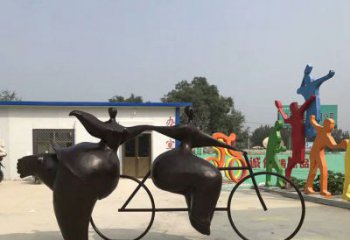 北京青春无悔，精致自行车雕塑