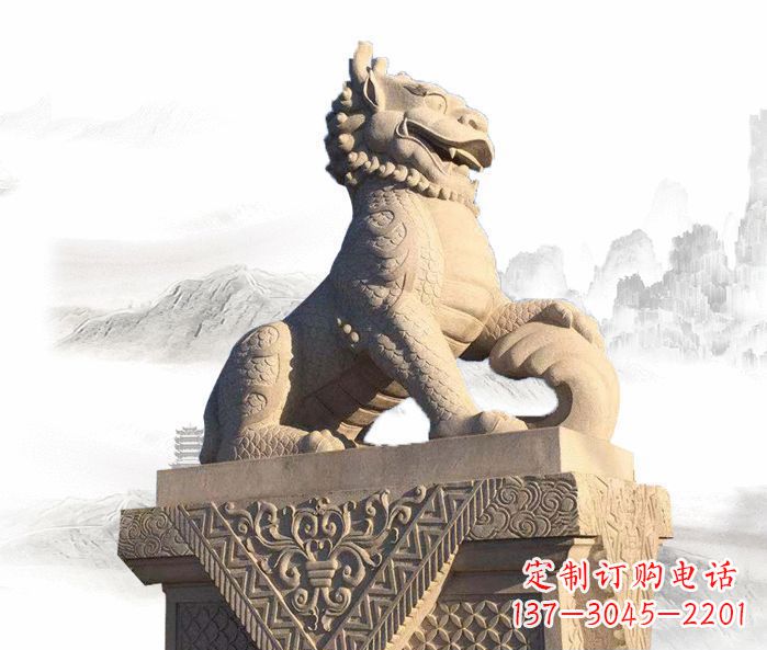北京精美古典大理石麒麟石雕