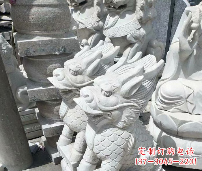 北京传统工艺,精细做工,古代神兽大理石麒麟石雕高端定制