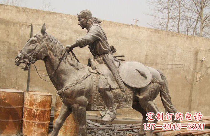 北京古代战马铜雕塑